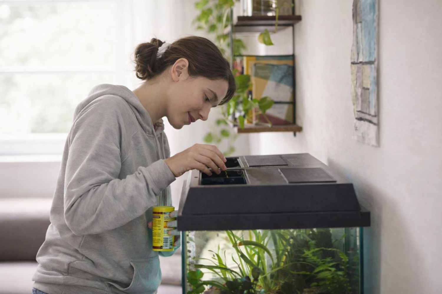 kalojen ruokinta kuva naisesta