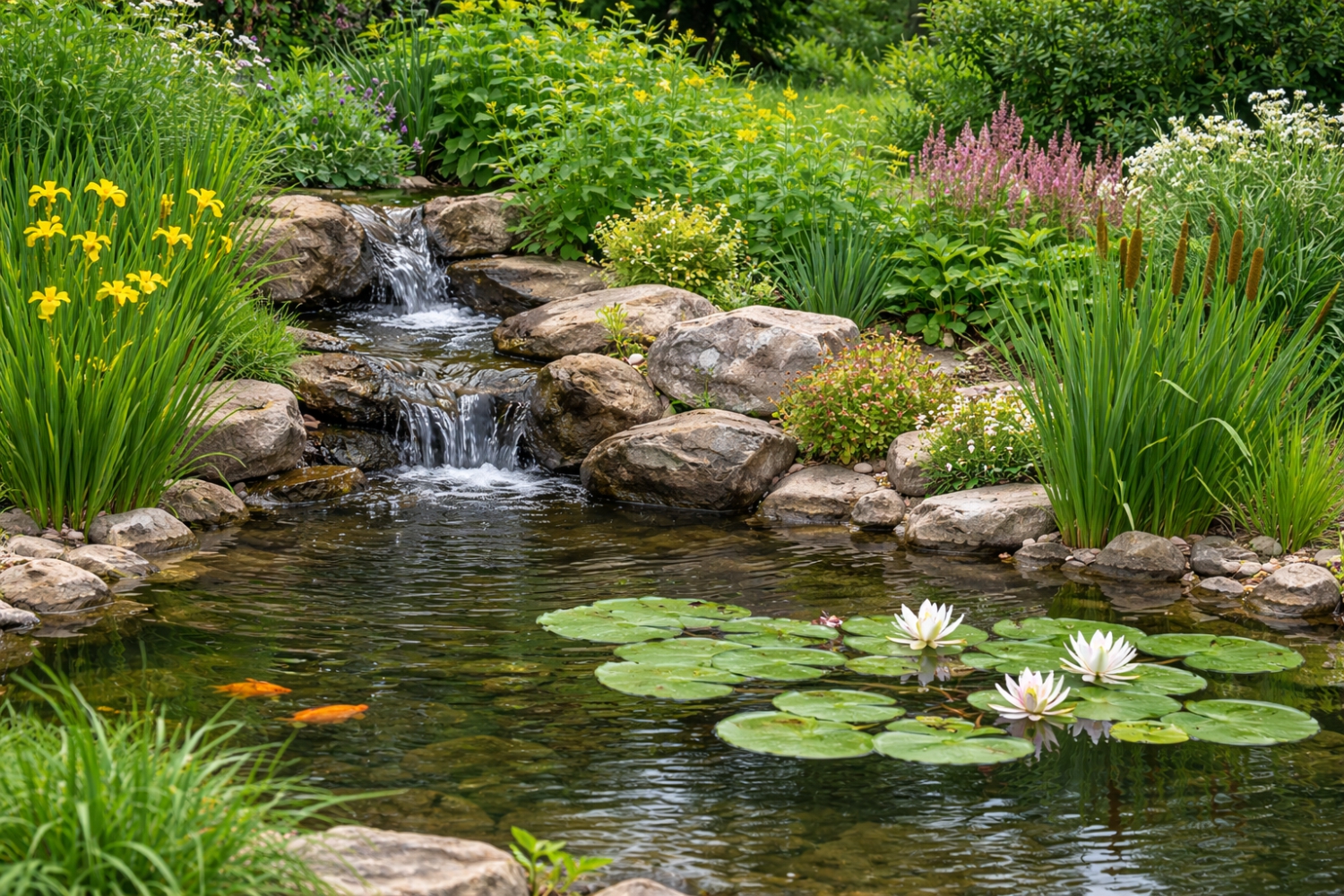 kaunis puutarhalammikko