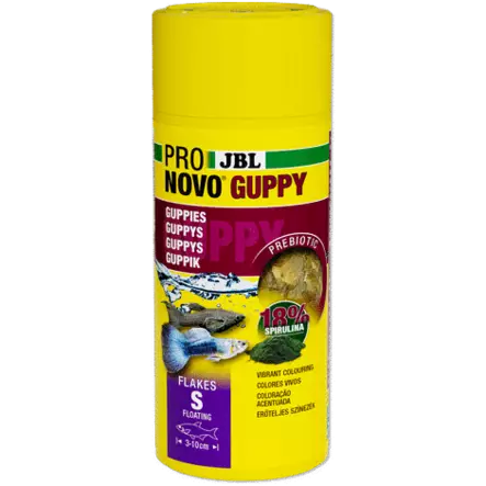 ProNovo guppy Miljoonakalojen Hiutale 250Ml - Viherhiutaleet kaloille - J30176 - 1